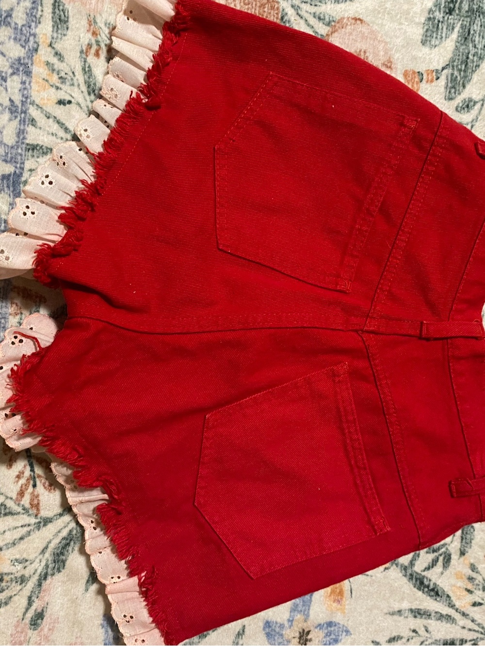 Vintage Red High Rise Ruffle Shorts - Picture 5 of 9